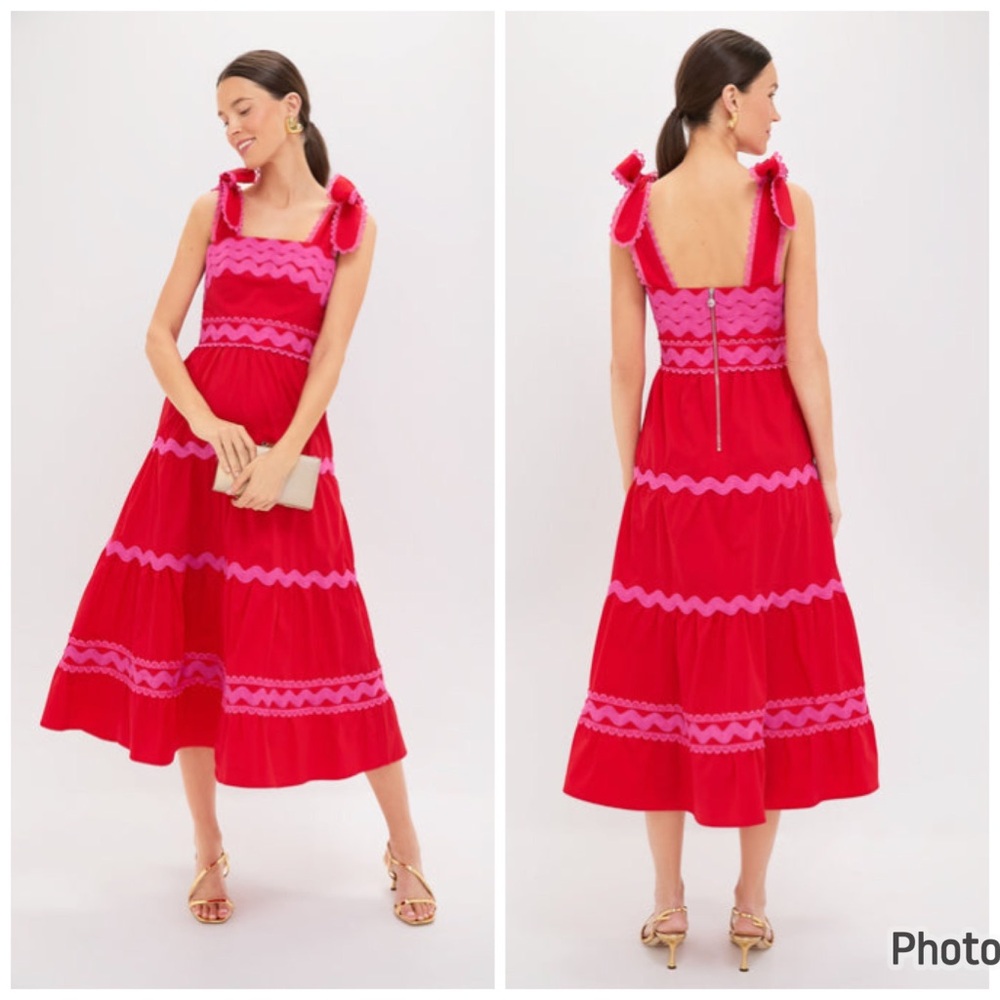 CeliaB NWOT Jade Dress Red Midi Sundress Saturated XS